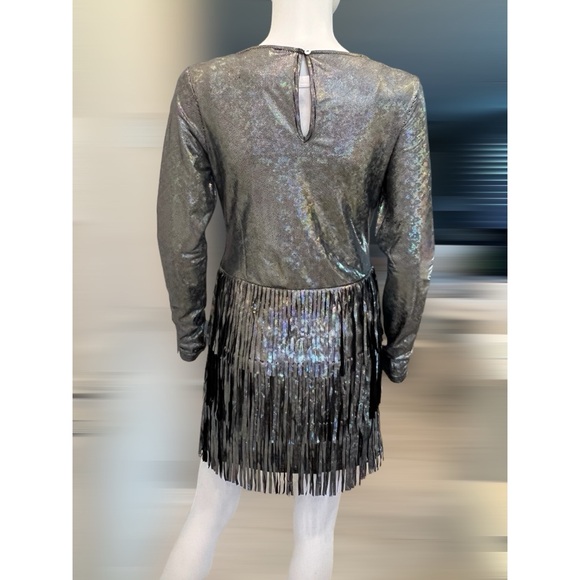 PEACH LOVE CALIFORNIA metallic silver dress sz S M L - Picture 9 of 12